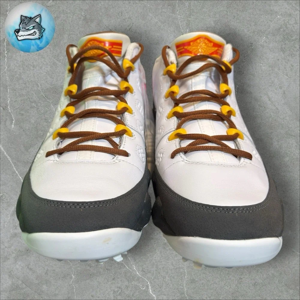 Nike Air Jordan 9 NRG Golf Shoes White University Gold FN6931-100 Mens Size 6.5